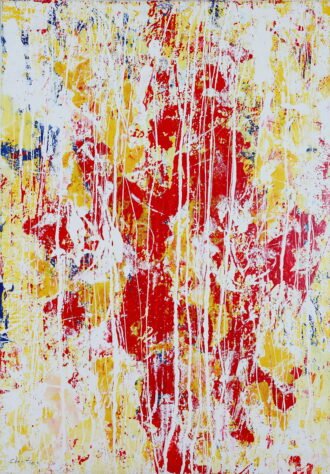 Red on the Wall – Original Modern Abstract Painting by Christeas
