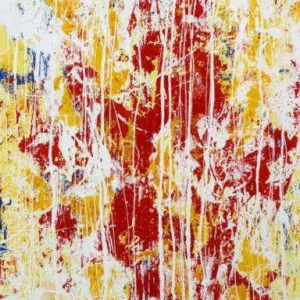 Red on the Wall – Original Modern Abstract Painting by Christeas