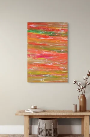 abstract seascape painting red