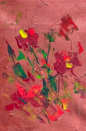 Abstract Flowers Painting Copper