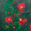 Abstract Flowers Painting Green & Red