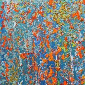 Original Abstract Painting Red on Blue