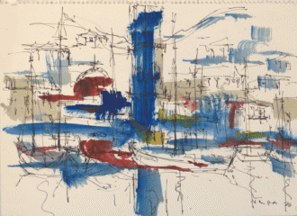 Greek Island Painting Hydra Clock Tower by Christeas (1)