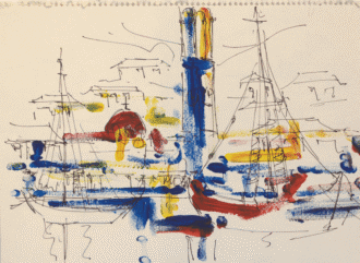 Greek Island Painting Hydra Clock Tower by Christeas (2)