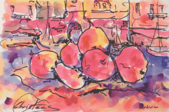 Greek Island Paintings 19x29 cm Hydra Fruits by Christeas