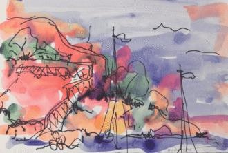 Hydra Greece, Hydra's Guns 19.8 cm x 29 cm by Artist Gregory Christeas