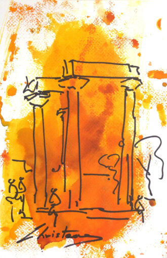 Greek Island Paintings – Poseidon Temple 2paper 9x12 Chriteas