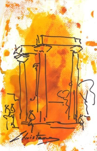 Greek Island Paintings – Poseidon Temple 2paper 9x12 Chriteas