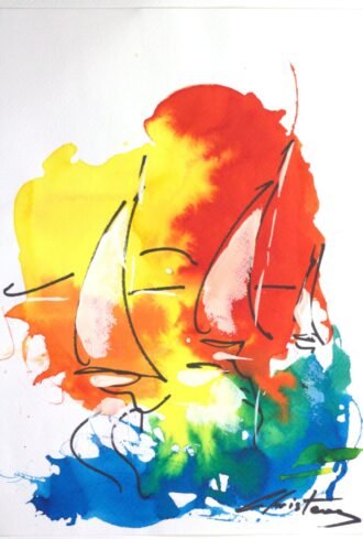 Greek Island Paintings Christeas (2) Ink on paper 9x12 Chriteas