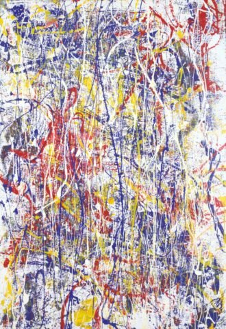 Original Abstract Painting Likavitos 39.5x27.5 by Christeas