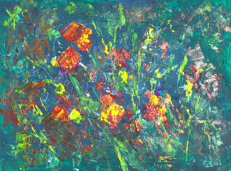 Original Abstract Painting Wild Flowers 18x24 by Christeas