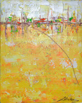 Original Abstract Painting - Wild Yellow Flowers- 16x20 Christeas