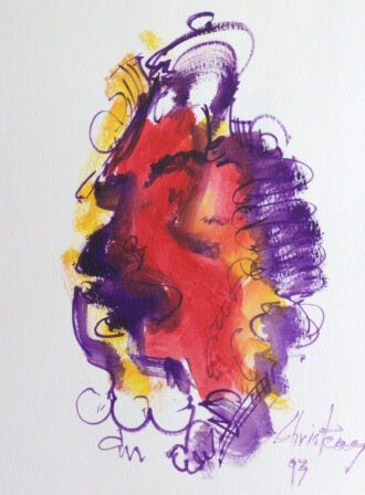 Original artworks Up the Moon series Red Dragon Ink on paper 9x12 Chriteas