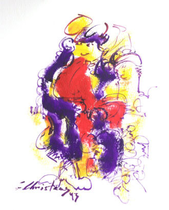 Original artworks Up the Moon series White Dragon (4) Ink on paper 9x12 Chriteas